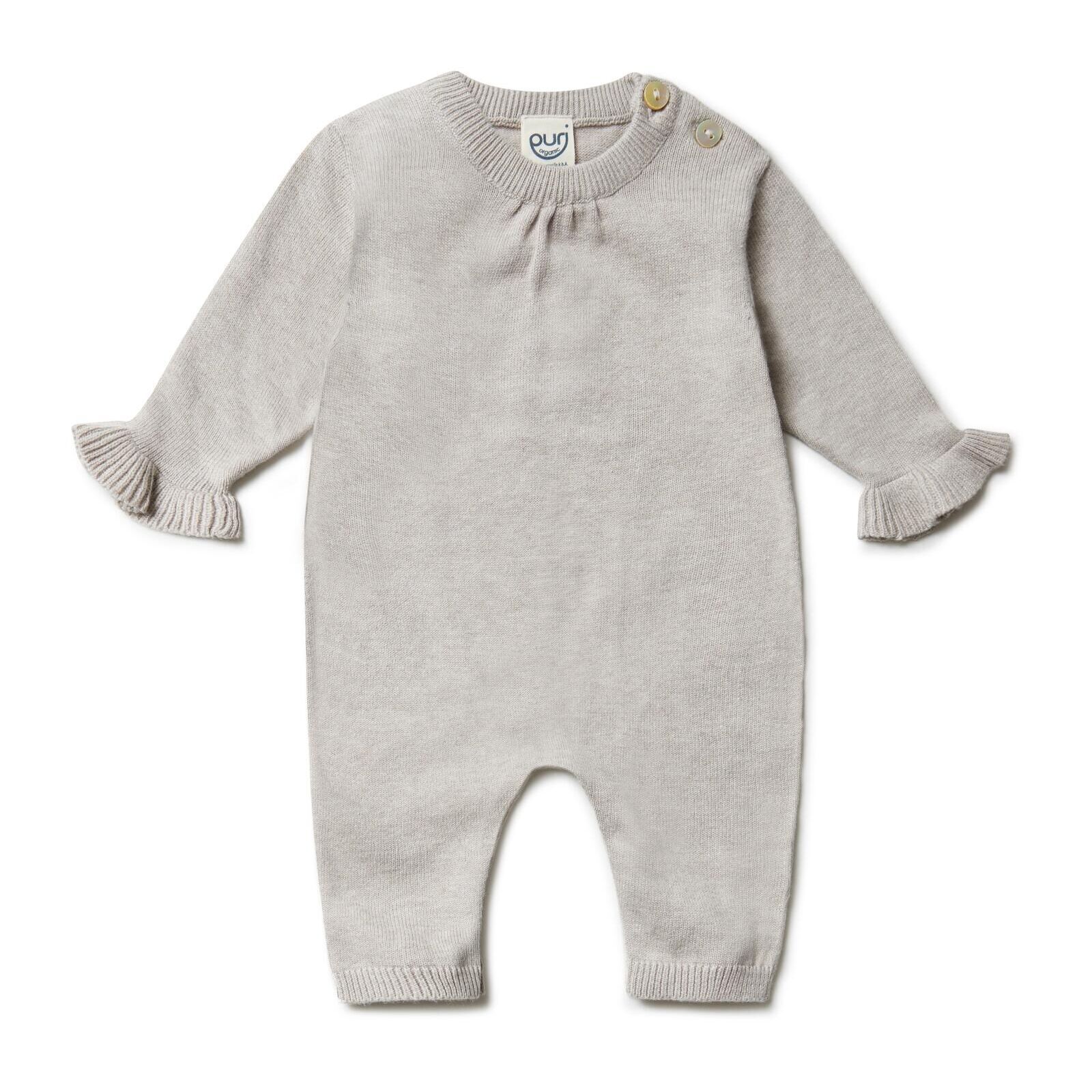 puri organic Baby Overall mit Faltendetail tan 50/56