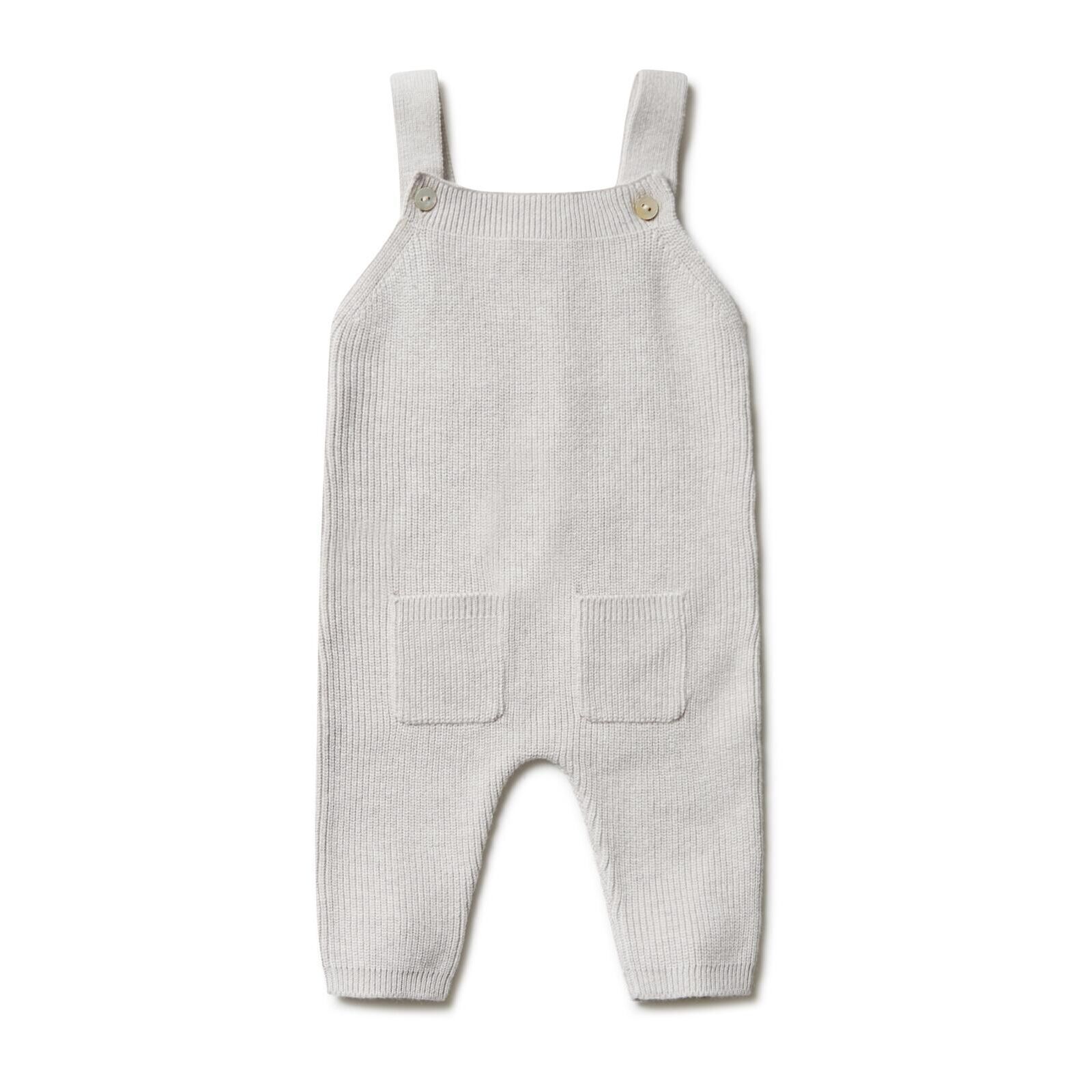 puri organic Baby Latzhose Perlfangstrick beigemelange 50/56