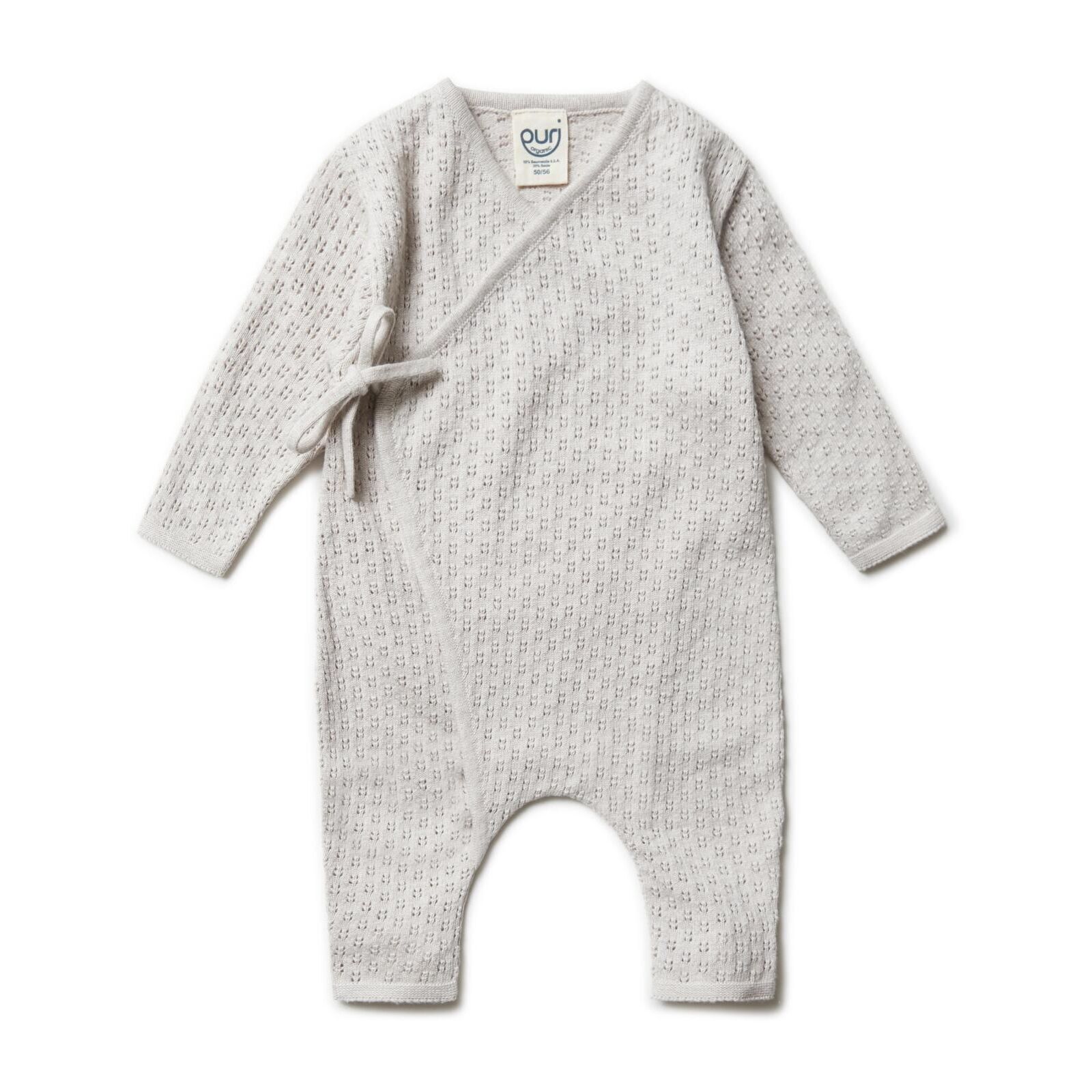 puri organic Baby Overall Ajourstrick beigemelange 62/68