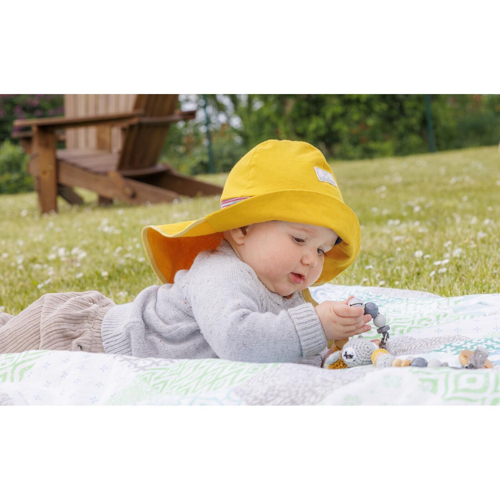 Pickapooh Kinder Sonnenhut Feuerwehr Strick Streifen golden yellow (UV60) 44