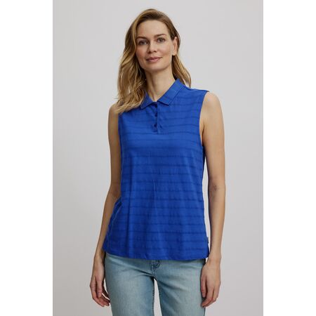 Tranquillo Damen Bluse Ajour-Jersey dazzling blue