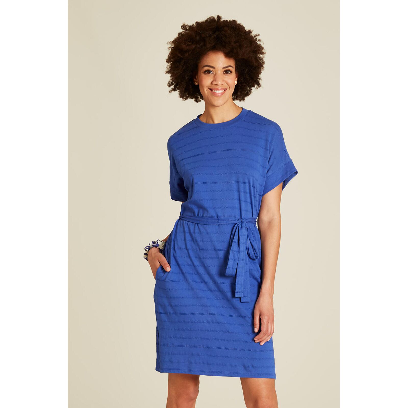 Tranquillo Damen Kleid Ajour-Jersey dazzling blue