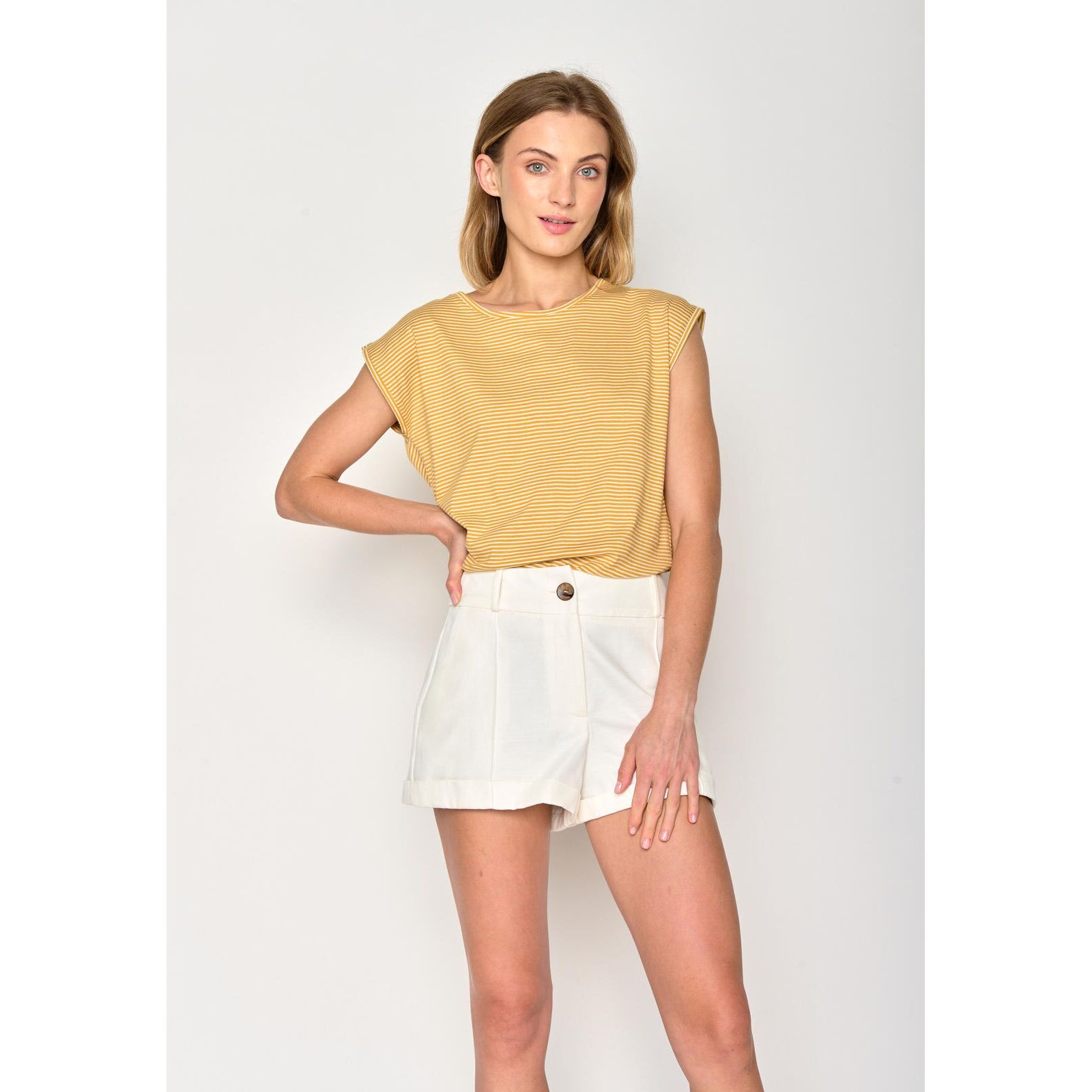 GREENBOMB Damen T-Shirt BASIC Timid golden stripes