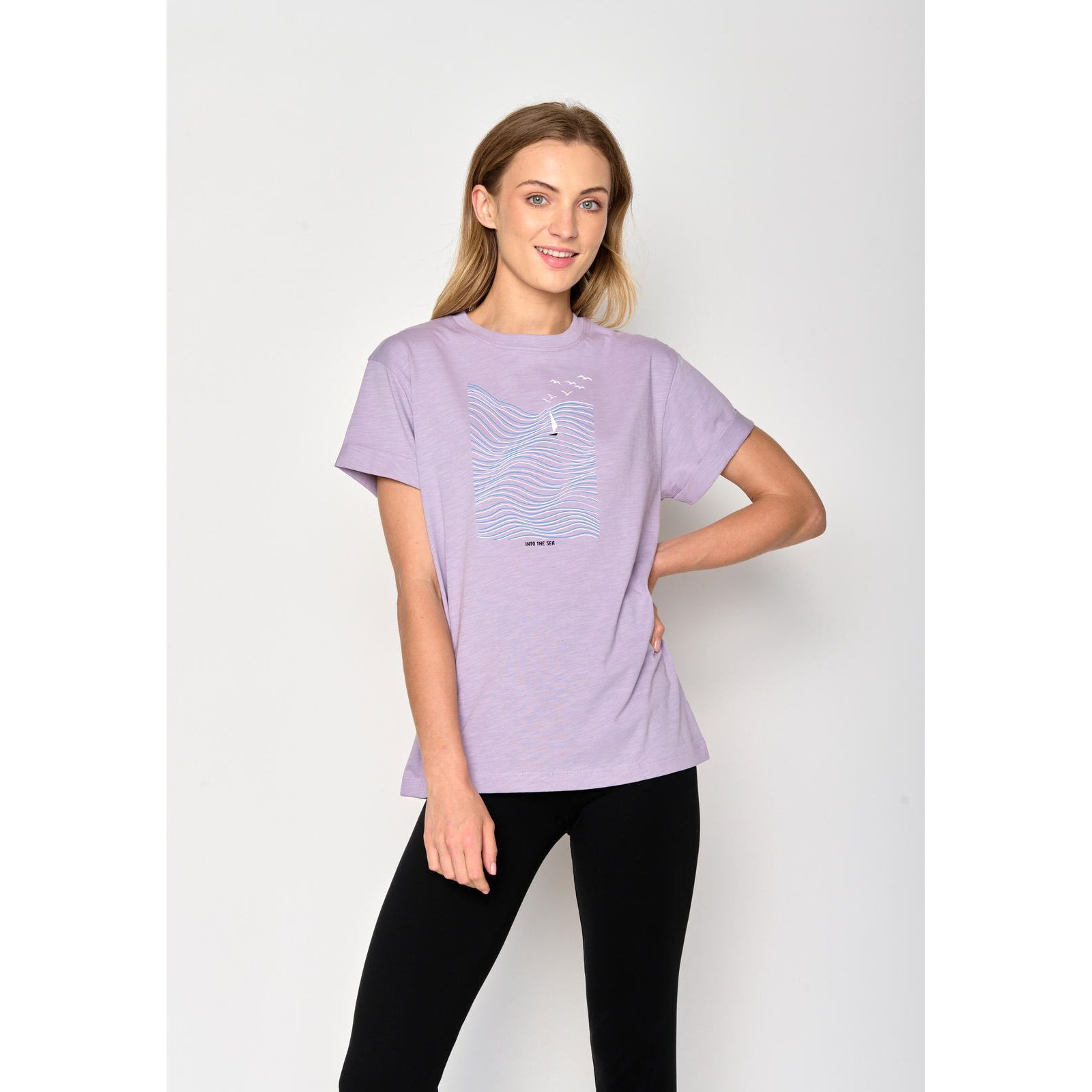 GREENBOMB Damen T-Shirt NATURE HIGH SEA Stop lilac S