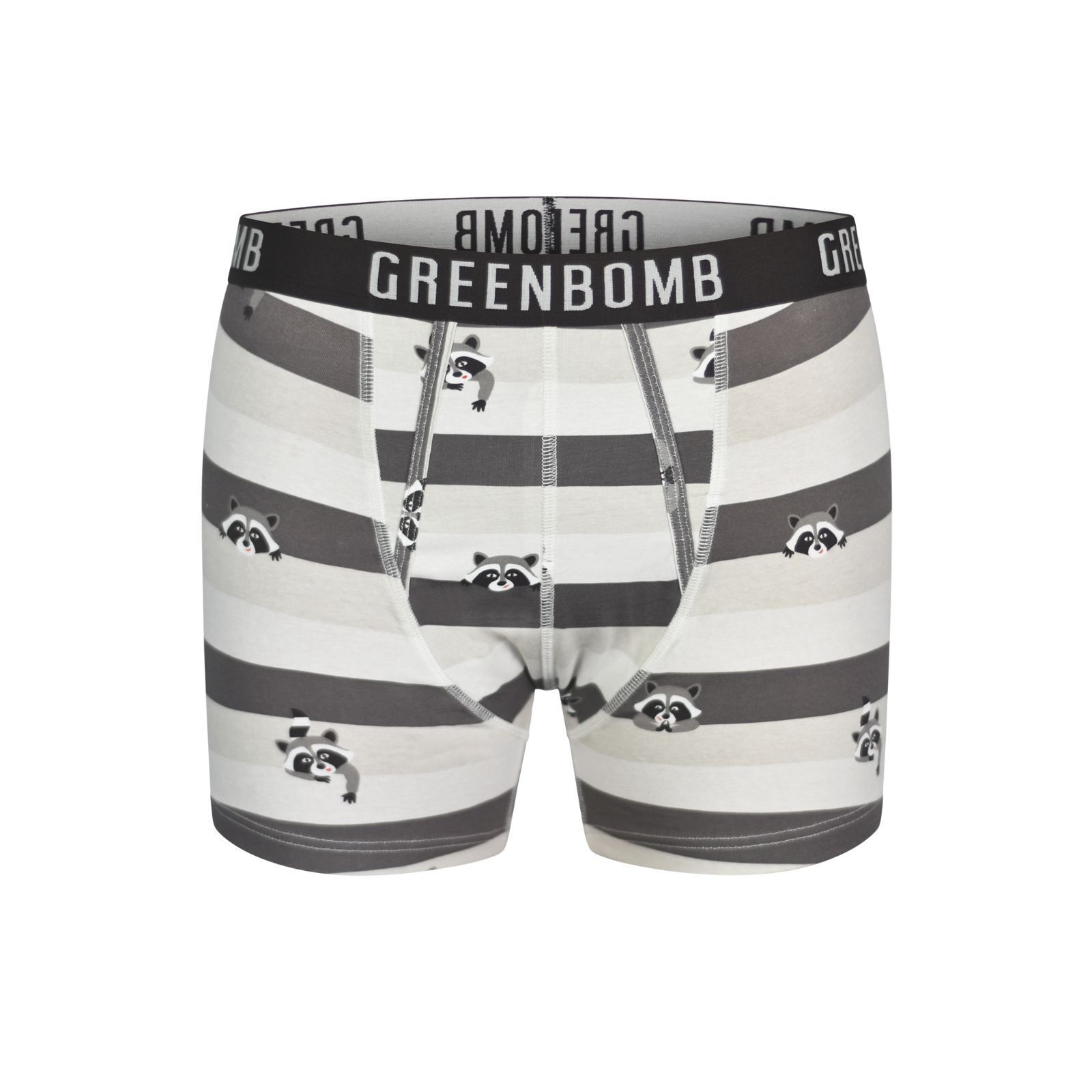 GREENBOMB Herren Boxershorts ANIMAL RACCOON heather grey S