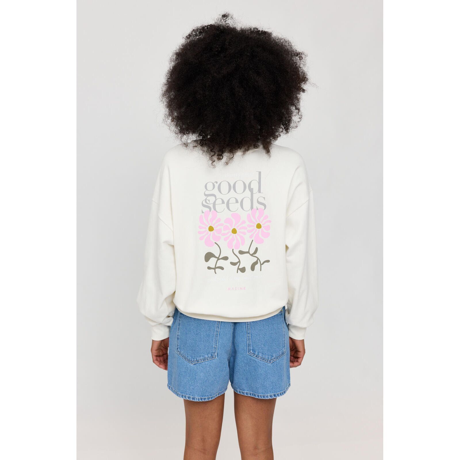 MAZINE Damen Sweatshirt Back Print offwhite/seeds M