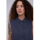 MAZINE Damen Bluse �rmellos Leinen ink blue XS