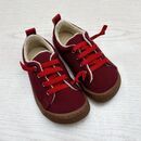 POLOLO Kinder Schuhe Barfu� Sneaker Gummi Baumwolle weinrot 27