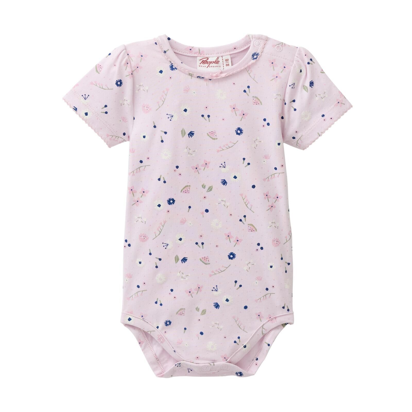 People Wear Organic Baby Body kurzarm hellrosa Sommerblumen 86/92