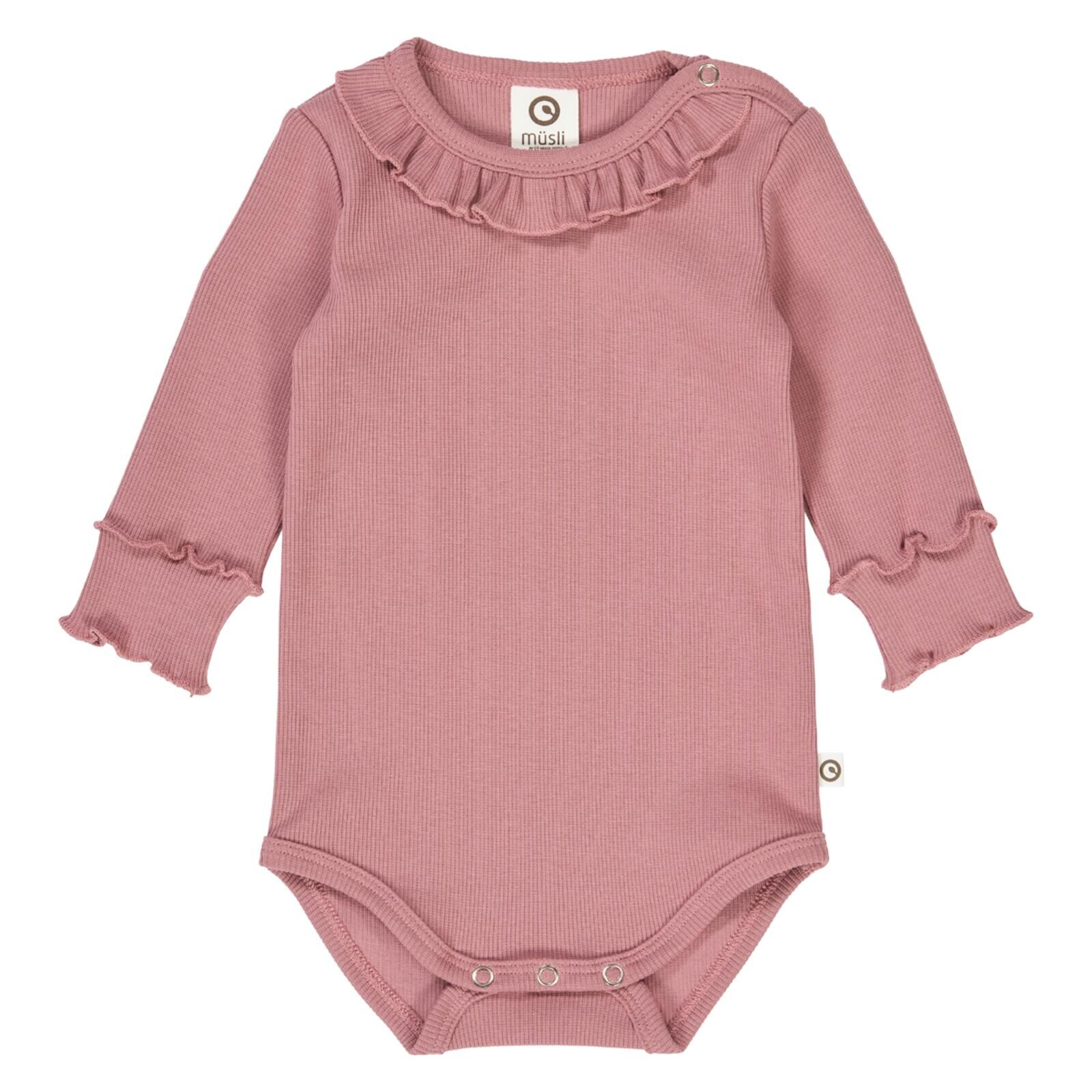 msli Baby Body Langarm Cozy me rib frill collar