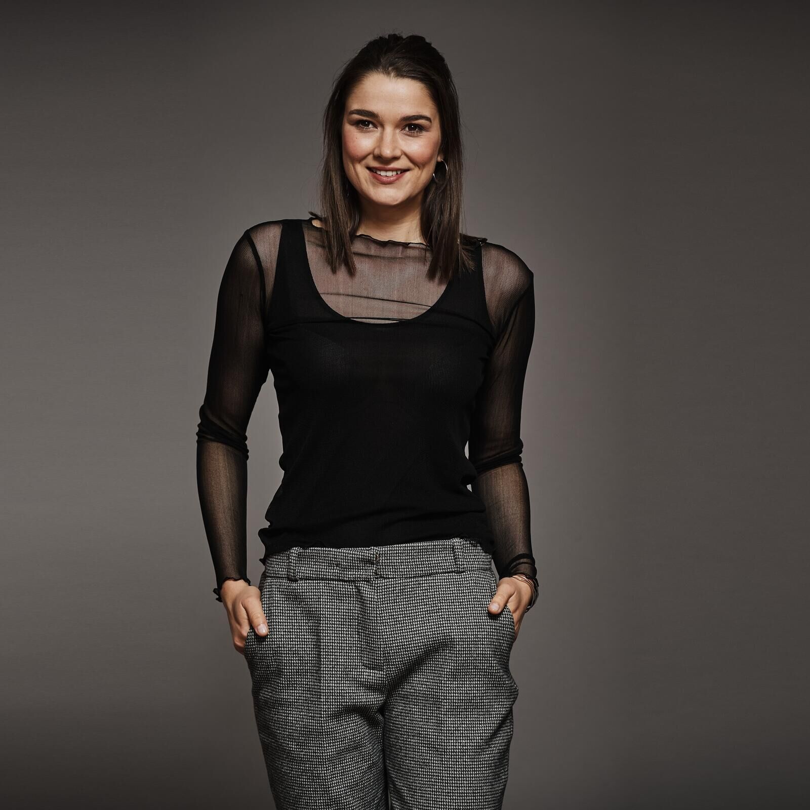 kokon zwo Netzshirt U-Boot-Ausschnitt reine Seide schwarz 36/38