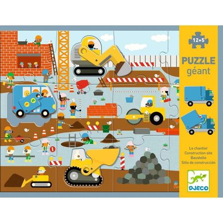 Djeco Bodenpuzzle: Baustelle - 12 + 5 Teile