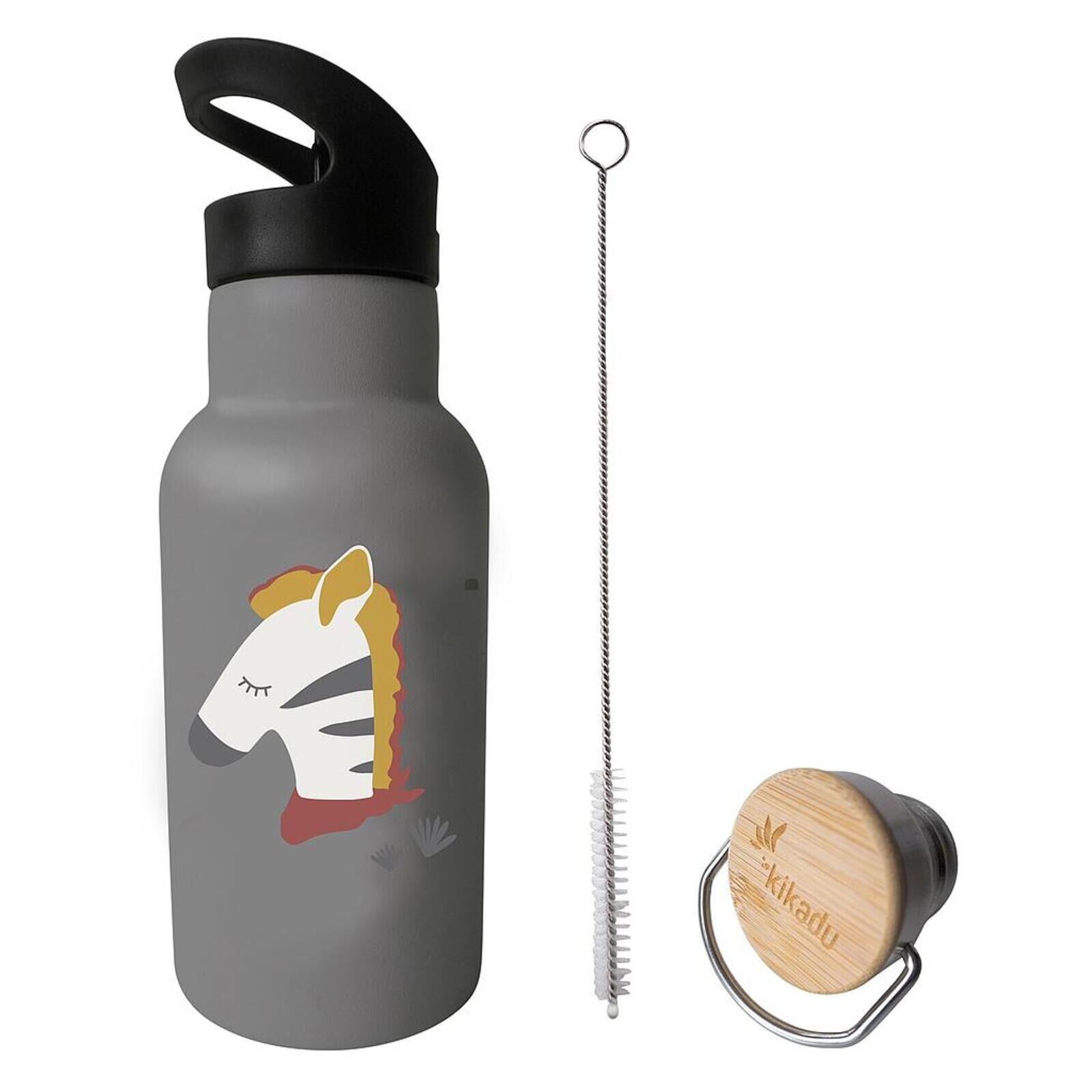 Kikadu Trinkflasche Zebra Grau