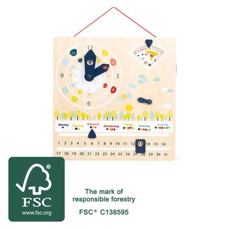 small foot Holzspielzeug: Lernuhr mit Kalender Educate